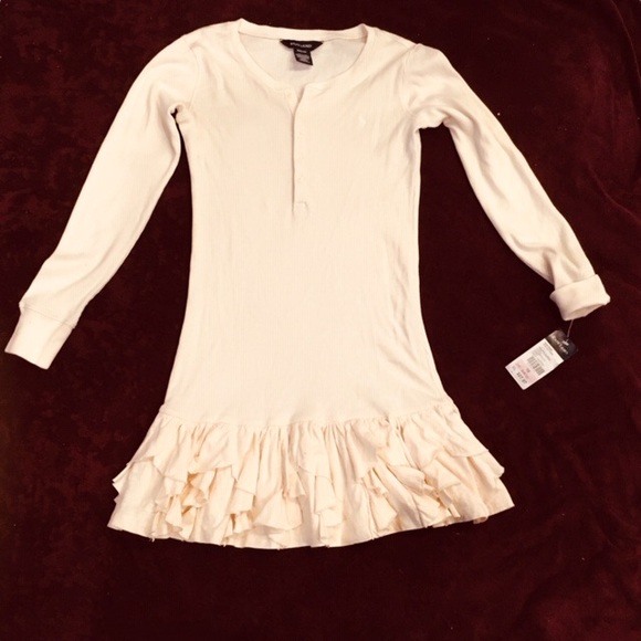 Ralph Lauren Other - NWT Ralph Lauren Girls Cream Henley Ruffle Dress M 8/10 🏷️✨